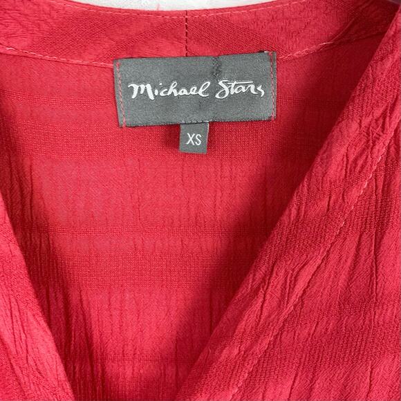 Michael Stars Womens Ruffle Maxi Dress Soft Woven Red Sleeveless V-Neck XS - Picture 7 of 16